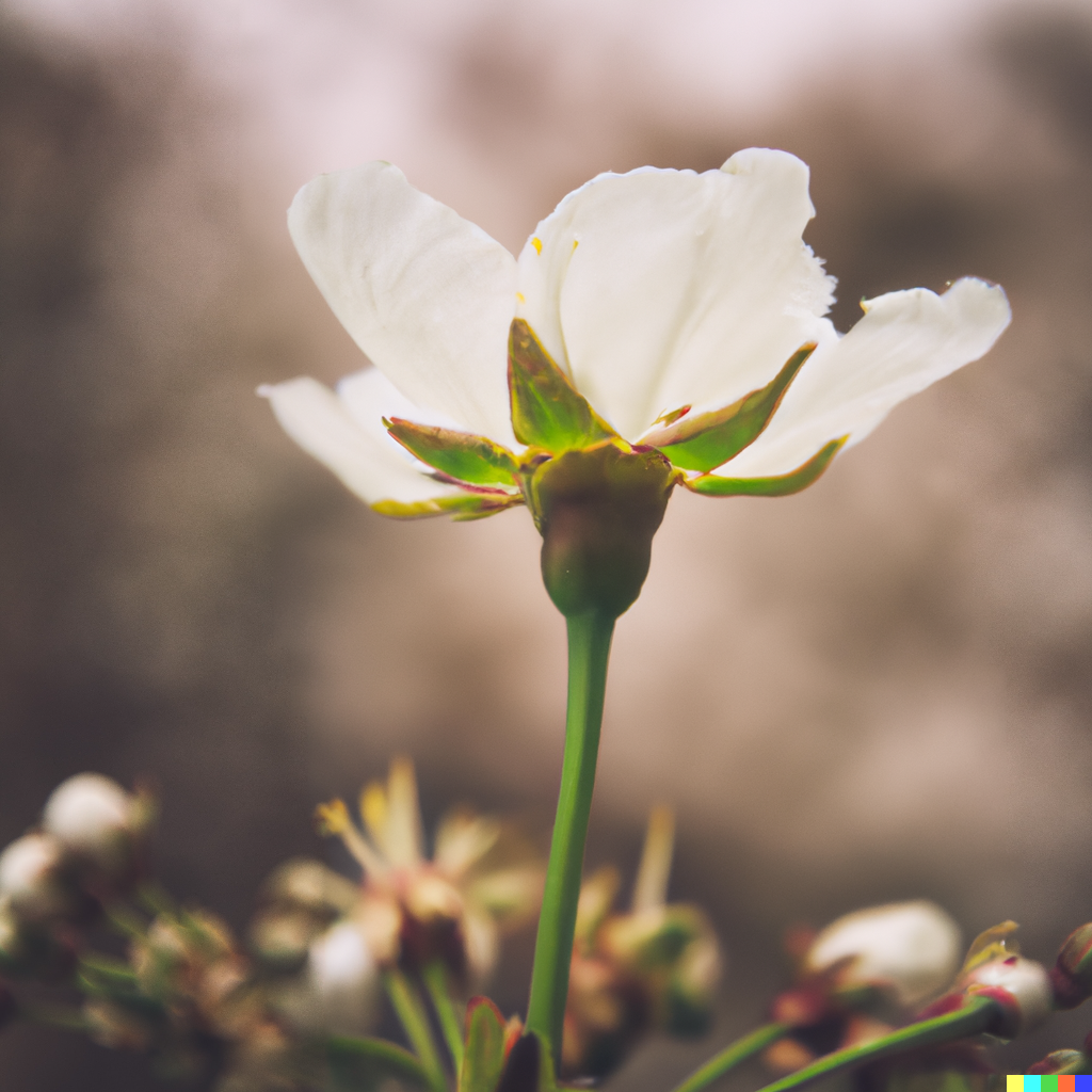 Prompt: A photo taken of a flower from the side (note: I used a picture of a flower from Unsplash as a root image)