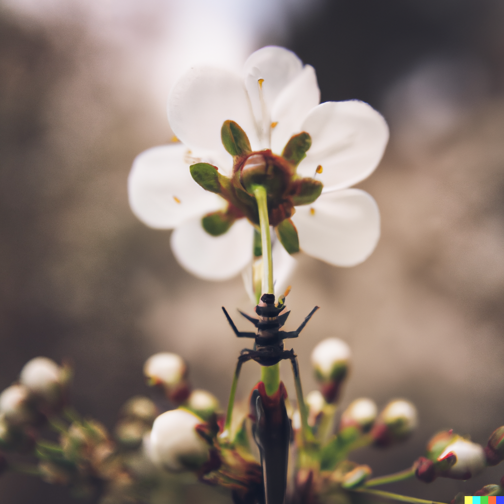 Prompt: A photo taken of a flower from the bottom (note: I used a picture of a flower from Unsplash as a root image)